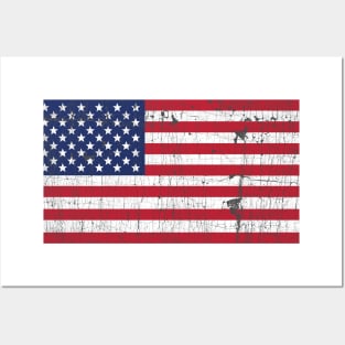 4th of July, Retro Vintage American Flag Posters and Art